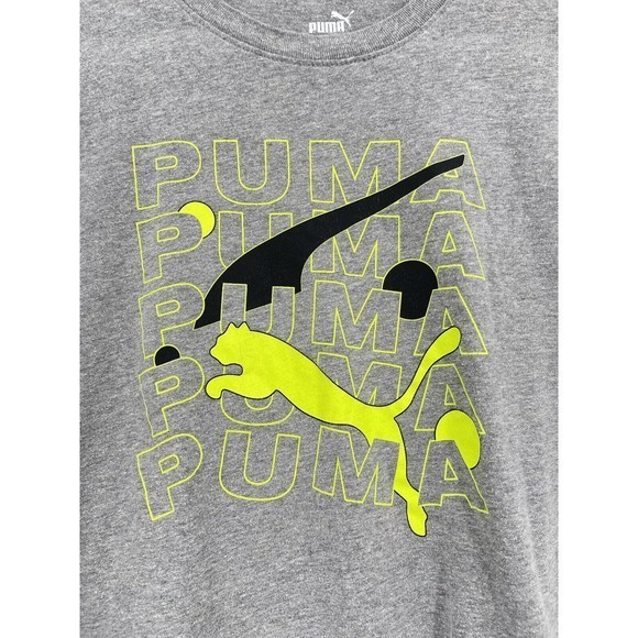 Puma Shirt Mens M  Gray Spell Out Logo Graphic Tee - Picture 2 of 7